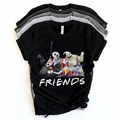 Alternative view of Nightmare Before Christmas Friends Jack Sally Oogie Boogie T-Shirt - V-Neck - Halloween Friends Shirt