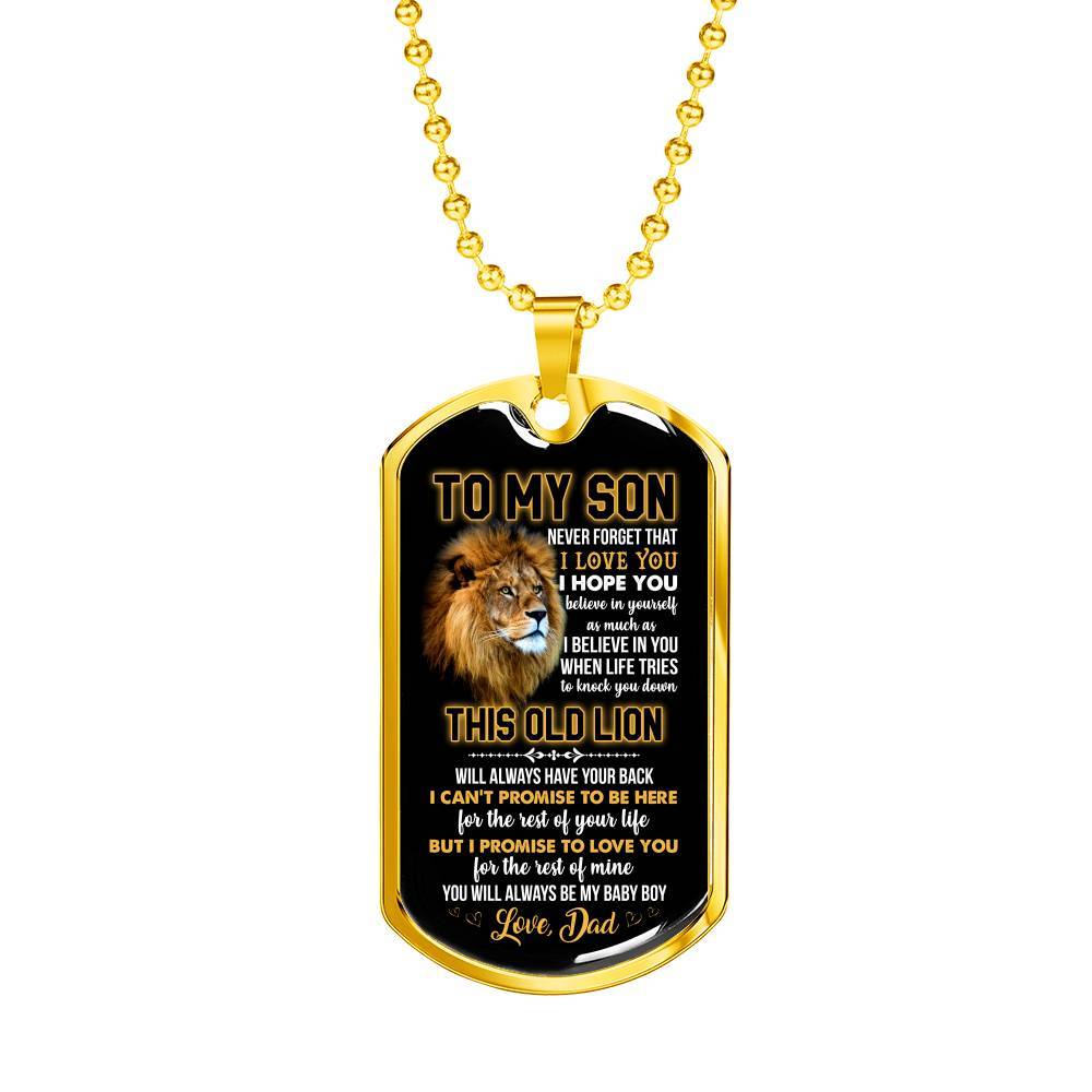 From Dad To My Son Never Forget That I Love You I Hope You Believe I Yourself Dog Tag Pendant Necklace - Dog Tag (Gold Plated) From Dad To My Son Never Forget That I Love You I Hope You Believe I Yourself Dog Tag Pendant Necklace - Dog Tag (Gold Plated)