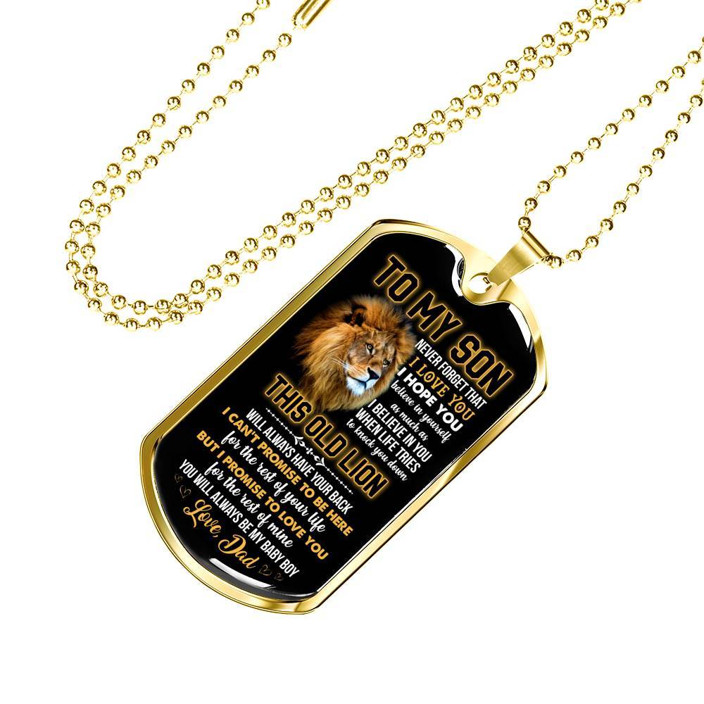 From Dad To My Son Never Forget That I Love You I Hope You Believe I Yourself Dog Tag Pendant Necklace - Dog Tag (Gold Plated) From Dad To My Son Never Forget That I Love You I Hope You Believe I Yourself Dog Tag Pendant Necklace - Dog Tag (Gold Plated)