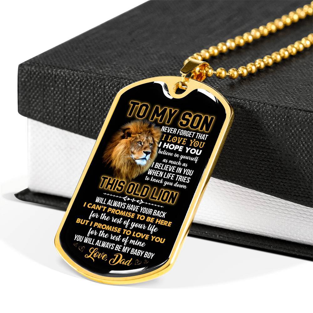 From Dad To My Son Never Forget That I Love You I Hope You Believe I Yourself Dog Tag Pendant Necklace - Dog Tag (Gold Plated) From Dad To My Son Never Forget That I Love You I Hope You Believe I Yourself Dog Tag Pendant Necklace - Dog Tag (Gold Plated)