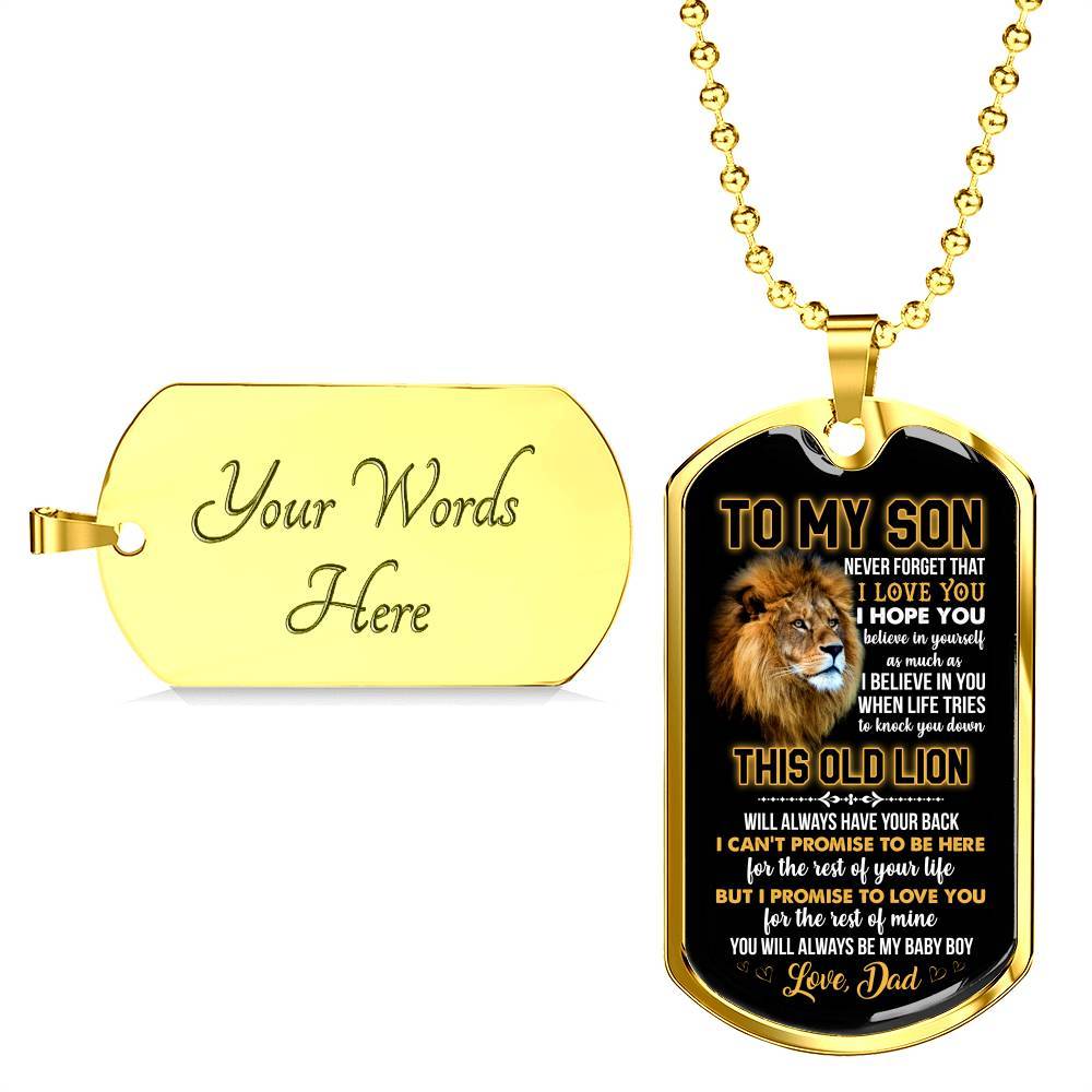 From Dad To My Son Never Forget That I Love You I Hope You Believe I Yourself Dog Tag Pendant Necklace - Dog Tag (Gold Plated) From Dad To My Son Never Forget That I Love You I Hope You Believe I Yourself Dog Tag Pendant Necklace - Dog Tag (Gold Plated)