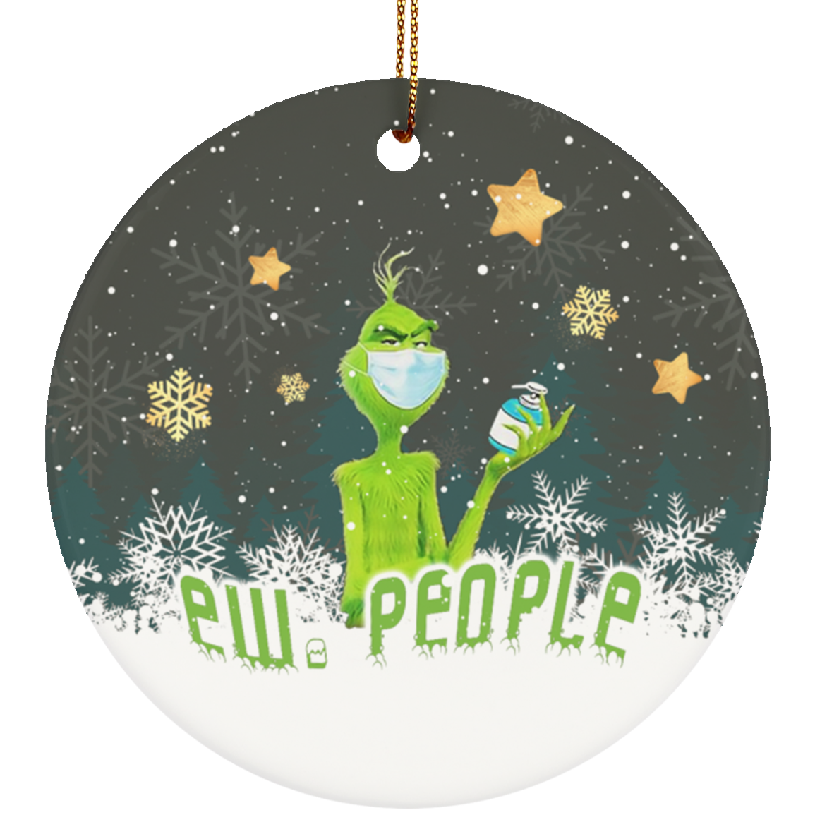 Ew People Grinch Covid Decorative Christmas Ornament - Holiday Flat Circle Porcelain Ceramic Ornament Decoration Gift, White, Ceramic Circle Ornament Ew People Grinch Covid Decorative Christmas Ornament - Holiday Flat Circle Porcelain Ceramic Ornament Decoration Gift, White, Ceramic Circle Ornament