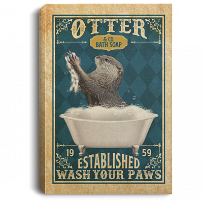 Otter and Co Bath Established 1959 Soap Wash Your Paws Framed Canvas - Unframed Poster - Bathroom Decor Wall Art, White, 0.75'' Framed Canvas