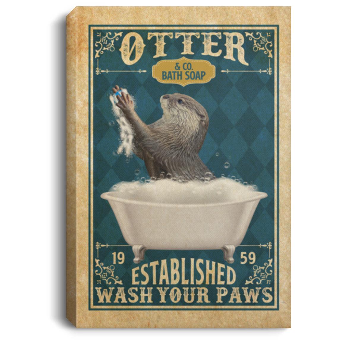 Otter and Co Bath Established 1959 Soap Wash Your Paws Framed Canvas - Unframed Poster - Bathroom Decor Wall Art, White, 0.75'' Framed Canvas Otter and Co Bath Established 1959 Soap Wash Your Paws Framed Canvas - Unframed Poster - Bathroom Decor Wall Art, White, 0.75'' Framed Canvas