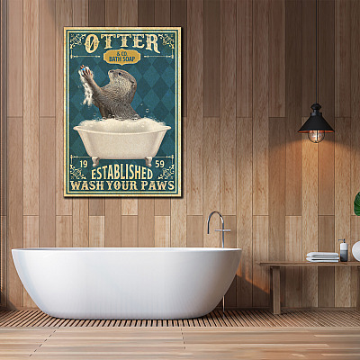 Alternative view of Otter and Co Bath Established 1959 Soap Wash Your Paws Framed Canvas - Unframed Poster - Bathroom Decor Wall Art