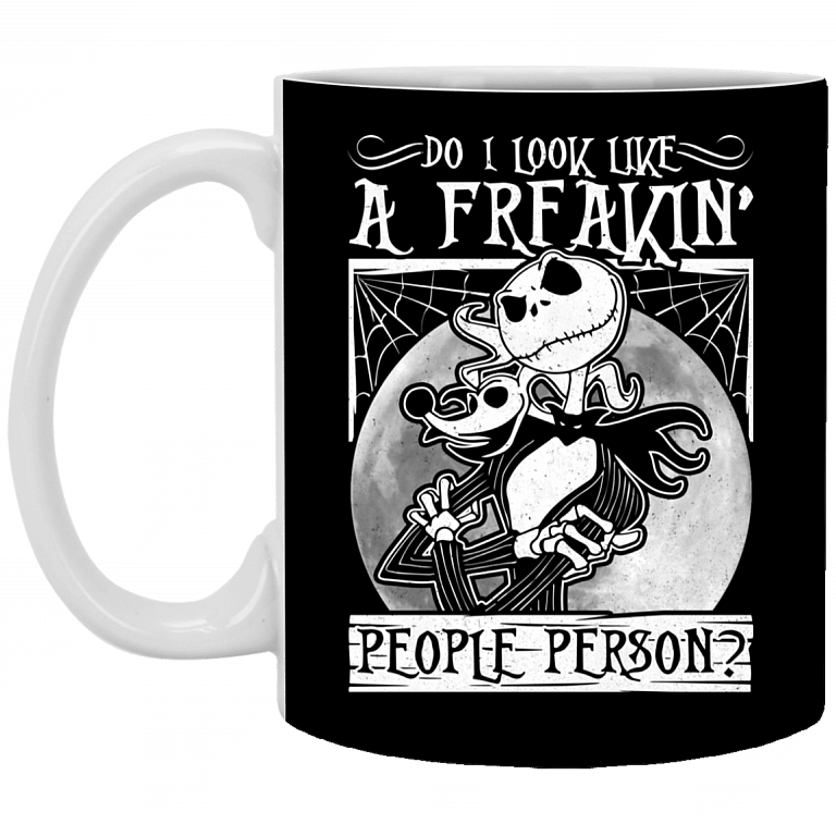 Jack Do I Look Like A Freakin' People Person Ceramic Coffee Mug - Water Bottle - Beer Stein, Black, 11 oz. White Mug