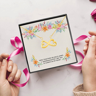 Here Together or Miles Apart a Granddaughter Like You Is Always in My Heart Infinity Heart Pendant Necklace