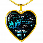 I Am His Eyes He Is My Wings I Am His Wife He Is My Guardian Angel Loss Of Husband Heart Pendant Necklace - Heart Luxury Necklace (Gold Plated)
