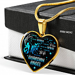 I Am His Eyes He Is My Wings I Am His Wife He Is My Guardian Angel Loss Of Husband Heart Pendant Necklace - Heart Luxury Necklace (Gold Plated)