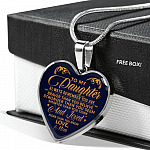 To My Daughter Always Remember You Are Braver Than You Believe Love Mom Heart Pendant Necklace - Heart Luxury Necklace (Silver)