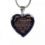 To My Daughter Always Remember You Are Braver Than You Believe Love Mom Heart Pendant Necklace - Heart Luxury Necklace (Silver)