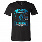 I Am His Eyes He Is My Wings I Am His Wife He Is My Guardian Angel Loss Of Husband T-Shirt - V-Neck Shirt, Black, V-Neck T-Shirt