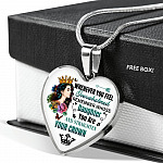 Whenever You Feel Overwhelmed Remember Whose Daughter You Are And Straighten Your Crown Heart Pendant Necklace - Heart Luxury Necklace (Silver)