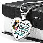 Whenever You Feel Overwhelmed Remember Whose Granddaughter You Are And Straighten Your Crown Heart Pendant Necklace - Heart Luxury Necklace (Silver)