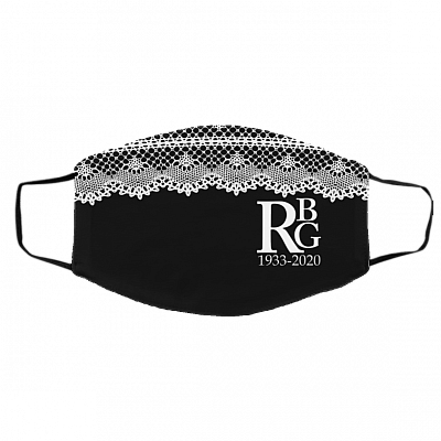 Ruth Bader Ginsburg Collar 1933-2020 Washable Reusable Custom - RIP RBG Printed Cloth Face Mask Cover, Black, Cloth Face Cover – Medium/Large