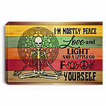 I'm Mostly Peace Love and Light Wall Art Yoga Framed Canvas Prints - Unframed Poster, White, 0.75'' Framed Canvas
