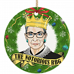 The Notorious RBG Christmas Ornament Green Wreath Ruth Bader Ginsburg Flat Circle Porcelain Ceramic Ornament, White, Ceramic Circle Ornament The Notorious RBG Christmas Ornament Green Wreath Ruth Bader Ginsburg Flat Circle Porcelain Ceramic Ornament, White, Ceramic Circle Ornament