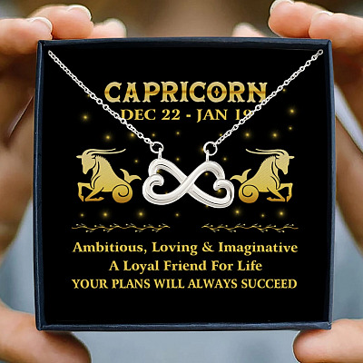Alternative view of Capricorn Zodiac Your Plans Will Always Succeed Infinity Heart Pendant Necklace -  Zodiac Birthday Gifts For Astrology