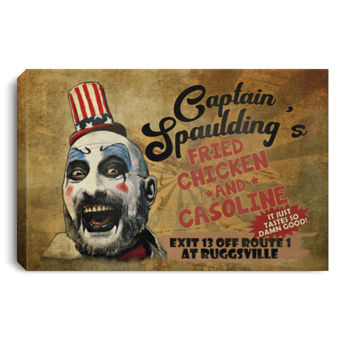 Captain Spaulding Gallery Wrapped Framed Canvas Prints - Unframed Poster - House of 1000 Corpses Poster, White, 0.75'' Framed Canvas Captain Spaulding Gallery Wrapped Framed Canvas Prints - Unframed Poster - House of 1000 Corpses Poster, White, 0.75'' Framed Canvas