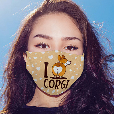 Alternative view of I Love Corgi Washable Reusable Custom - Printed Cloth Face Mask Cover
