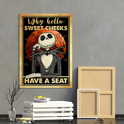 Alternative view of Why Hello Sweet Cheeks Have A Seat Jack Skellington Gallery Wrapped Framed Canvas Prints - Unframed Poster