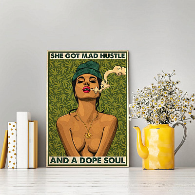 Alternative view of Sexy Girl She Got Mad Hustle and a Dope Soul Gallery Wrapped Framed Canvas Prints- Unframed Poster- Wall Art