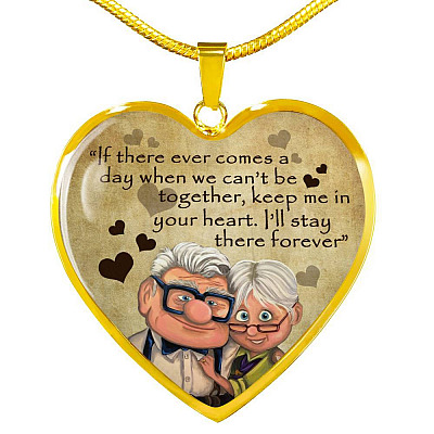 To My Wife If There ever Comes A Day When We Can't Be Together Keep Me In Your Heart Heart Pendant Necklace - Heart Luxury Necklace (Gold Plated)