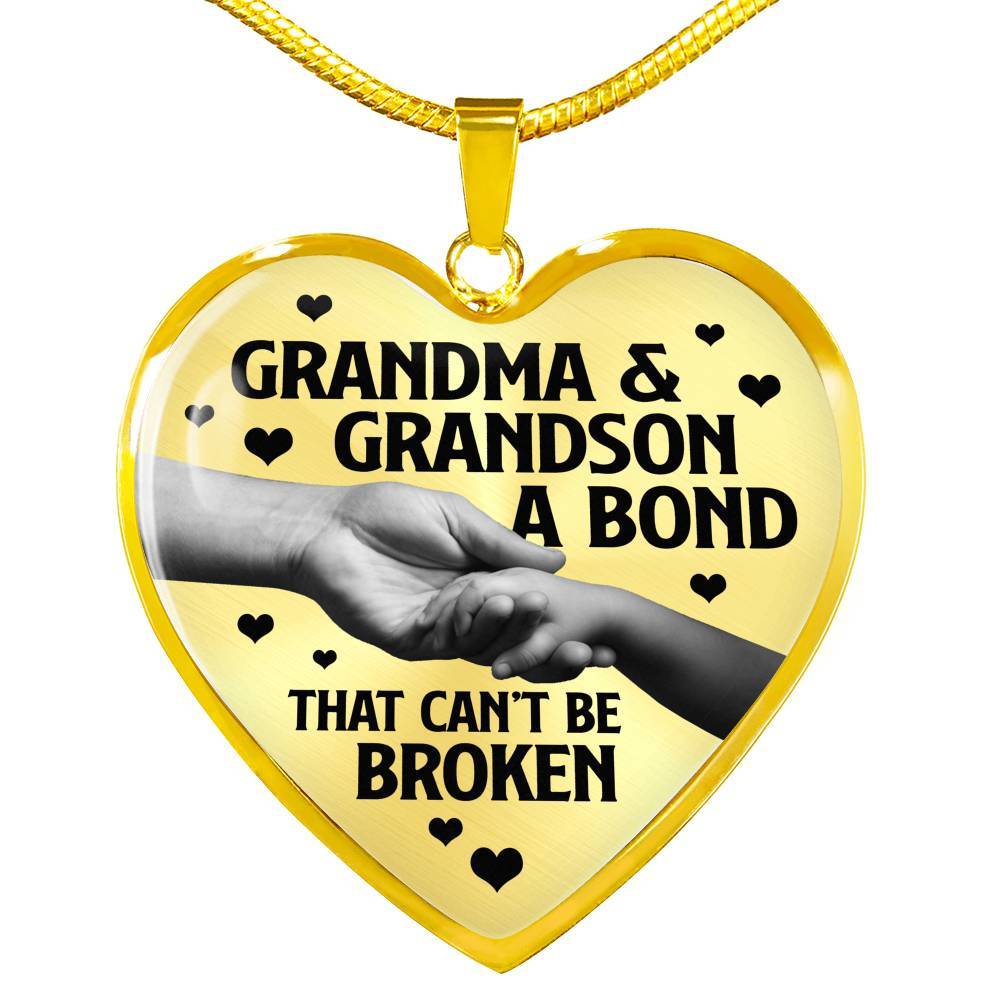 Grandma and Grandson a Bond That Can't Be Broken Heart Pendant Necklace - Heart Luxury Necklace (Gold Plated) Grandma and Grandson a Bond That Can't Be Broken Heart Pendant Necklace - Heart Luxury Necklace (Gold Plated)