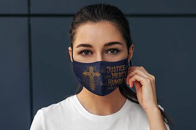 Alternative view of Do Justice Love Mercy Walk Humbly Micah 6:8 - God Bible Verse Washable Reusable Custom - Printed Cloth Face Mask Cover