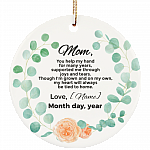 Personalized Christmas Ornament for Mother from The Bride- Holiday Flat Circle Porcelain Ceramic Ornament, White, Ceramic Circle Ornament Personalized Christmas Ornament for Mother from The Bride- Holiday Flat Circle Porcelain Ceramic Ornament, White, Ceramic Circle Ornament