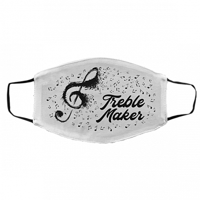 Treble Maker Washable Reusable Custom - Printed Cloth Face Mask Cover, White, Cloth Face Cover – Medium/Large