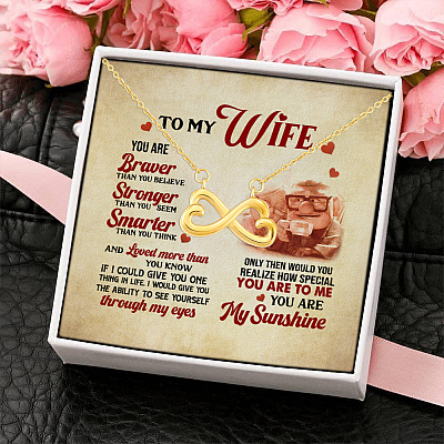 Alternative view of To My Wife You Are Braver Than You Believe Loved More Than You Know Infinity Heart Pendant Necklace