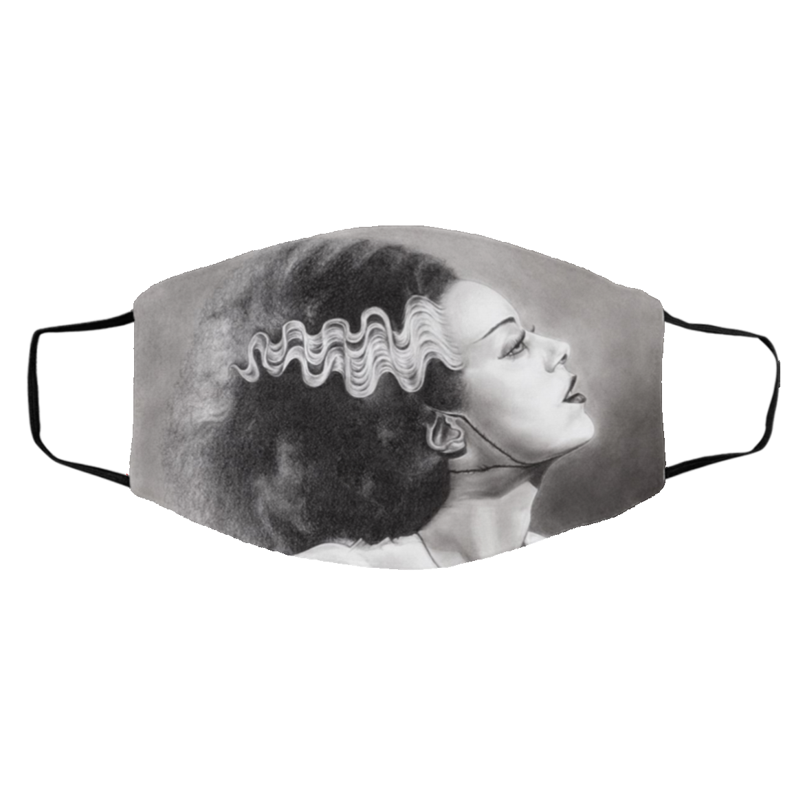 The Bride of Frankenstein Vintage Horror Characters Movie Face Mask, White, Cloth Face Cover – Medium/Large The Bride of Frankenstein Vintage Horror Characters Movie Face Mask, White, Cloth Face Cover – Medium/Large