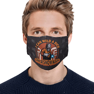 Alternative view of I Can Weld a Dick on A Snowman Funny Welder Washable Reusable Custom - Printed Cloth Face Mask Cover