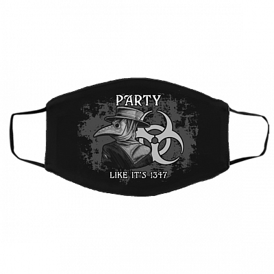Doctor Plague Party Like It's 1347 Washable Reusable Custom - Printed Cloth Face Mask Cover, Black, Cloth Face Cover – Medium/Large