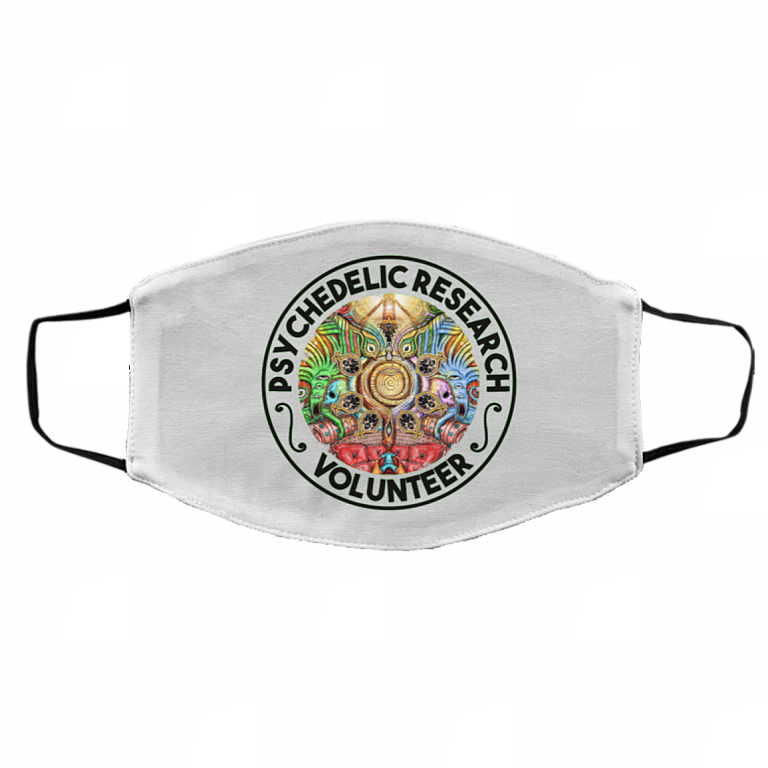 Psychedelic Research Volunteer Washable Reusable Custom - Printed Cloth Face Mask Cover, White, Cloth Face Cover – Medium/Large