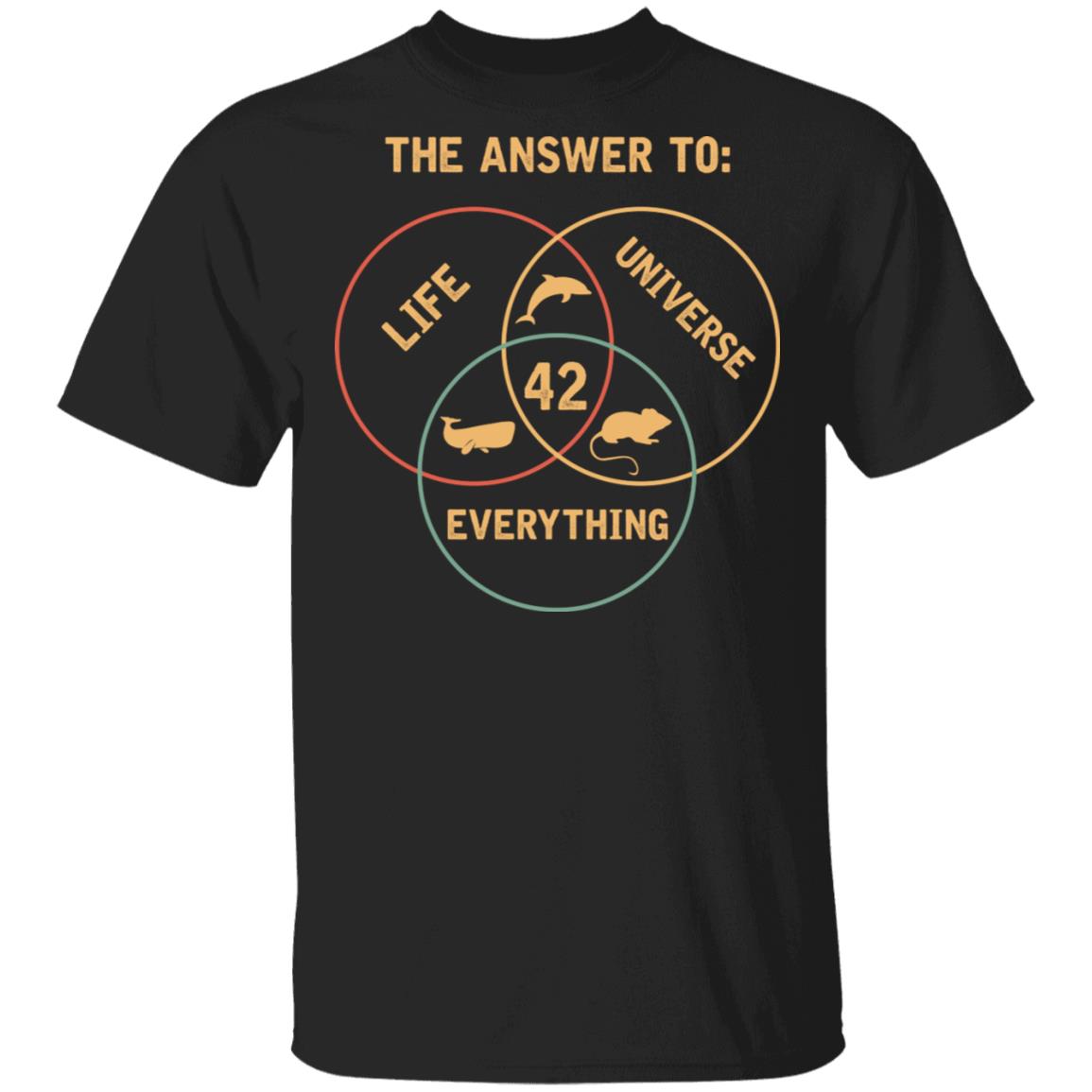 The Answer To Life Universe Everything Is 42 T-Shirt - Funny Science Shirt, Black, Unisex T-Shirt
