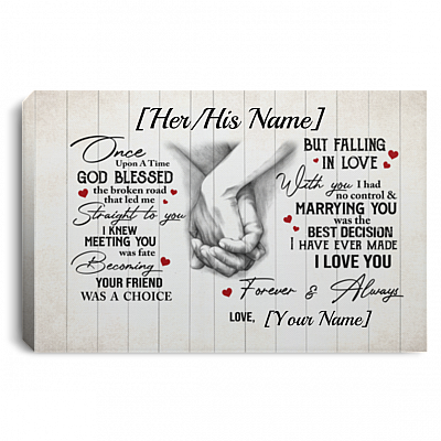 Personalized Once Upon A Time God Blessed The Broken Road Wrapped Framed Canvas Prints - Unframed Poster, White, 0.75'' Framed Canvas