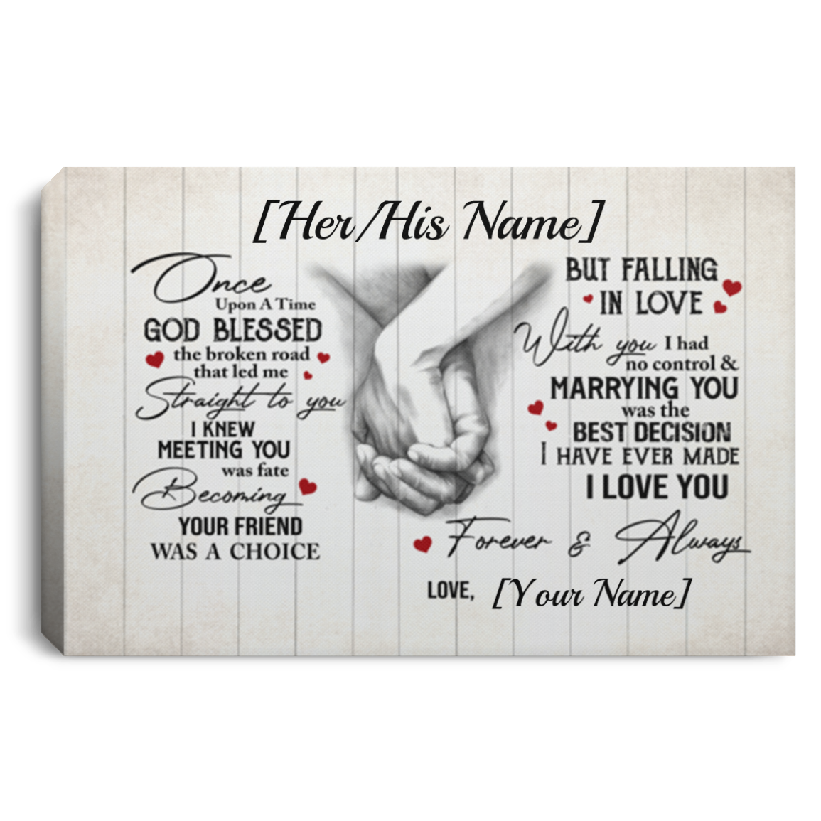 Personalized Once Upon A Time God Blessed The Broken Road Wrapped Framed Canvas Prints - Unframed Poster, White, 0.75'' Framed Canvas Personalized Once Upon A Time God Blessed The Broken Road Wrapped Framed Canvas Prints - Unframed Poster, White, 0.75'' Framed Canvas