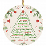 Personalized 2020 Pandemic Ornament Quarantine Christmas Ornament Keepsake - Circle Ceramic Ornament, White, Ceramic Circle Ornament