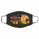 Flamingo Halloween Buckle up Buttercup You Just Flipped My Witch Switch Washable Reusable Cloth Face Mask Cover, Black, Cloth Face Cover – Medium/Large