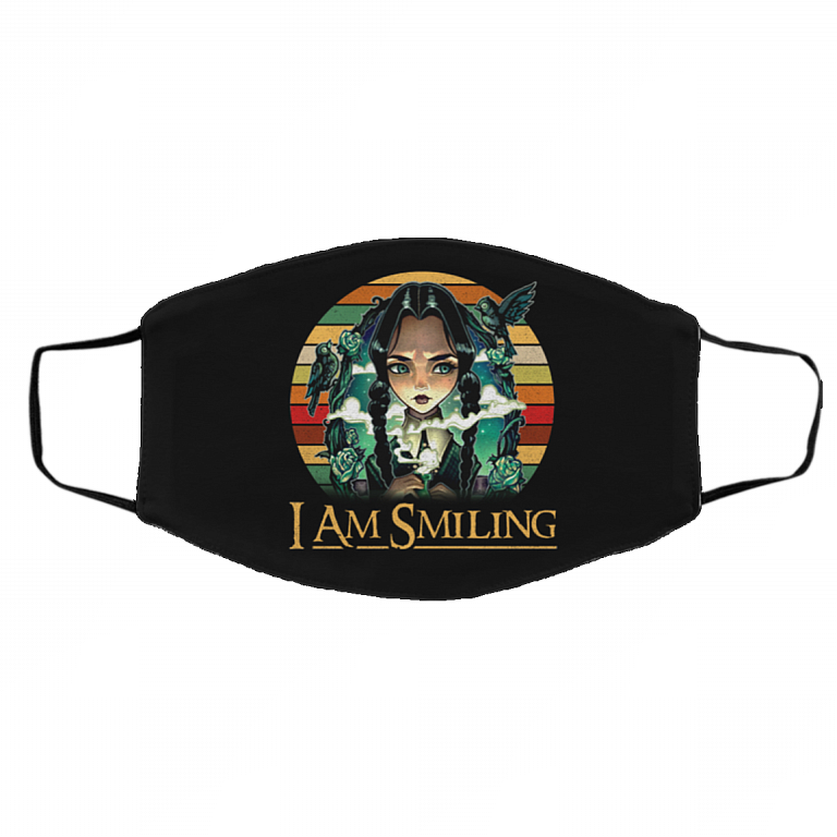 Wednesday Addams I Am Smiling Vintage Washable Reusable Custom Printed Cloth Face Mask Cover, Black, Cloth Face Cover – Medium/Large