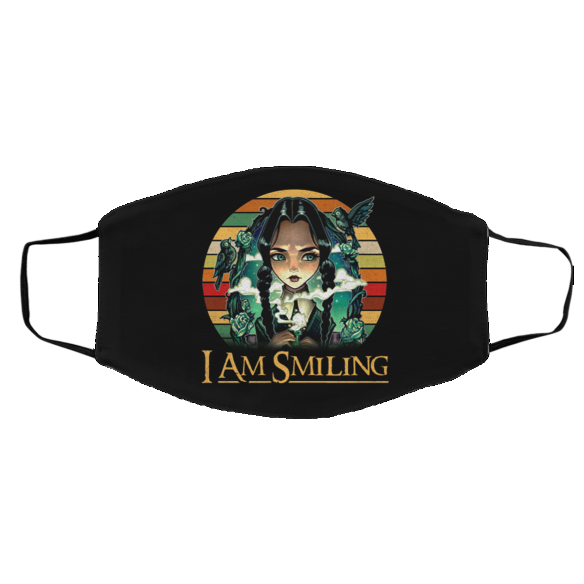 Wednesday Addams I Am Smiling Vintage Washable Reusable Custom Printed Cloth Face Mask Cover, Black, Cloth Face Cover – Medium/Large Wednesday Addams I Am Smiling Vintage Washable Reusable Custom Printed Cloth Face Mask Cover, Black, Cloth Face Cover – Medium/Large