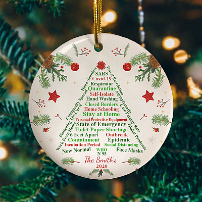 Alternative view of Personalized 2020 Pandemic Ornament Quarantine Christmas Ornament Keepsake - Christmas Tree Circle Ornament