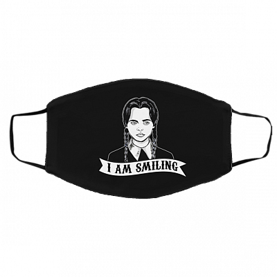 Wednesday Addams I Am Smiling Washable Reusable Custom - Printed Cloth Face Mask Cover, Black, Cloth Face Cover – Medium/Large