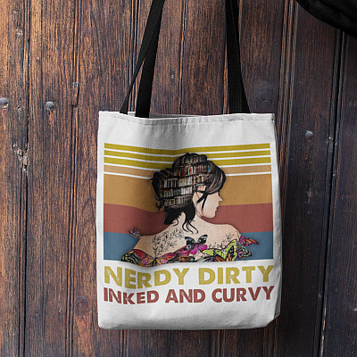 Alternative view of Nerdy Dirty Inked And Curvy All Over Print Tote Bag - Shoulder Bag - Gift For Book Lovers
