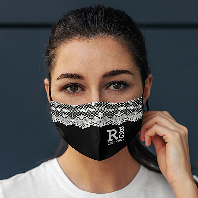 Alternative view of Notorious RBG Lace Collar Ruth Bader Ginsburg Feminism Washable Reusable Custom - Cloth Face Mask Cover