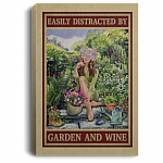 Easily Distracted By Garden and Wine Garden Girl Vintage Retro Framed Canvas - Unframed Poster, White, 0.75'' Framed Canvas Easily Distracted By Garden and Wine Garden Girl Vintage Retro Framed Canvas - Unframed Poster, White, 0.75'' Framed Canvas