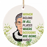 Women Belong Quote RBG Christmas Ornament - Ruth Bader Ginsburg Flat Circle Porcelain Ceramic Ornament, White, Ceramic Circle Ornament Women Belong Quote RBG Christmas Ornament - Ruth Bader Ginsburg Flat Circle Porcelain Ceramic Ornament, White, Ceramic Circle Ornament