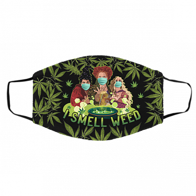 I Smell Weed Three Witches Hocus Washable Reusable Custom - Printed Cloth Face Mask Cover, Black, Cloth Face Cover – Medium/Large